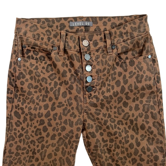 Level 99 Size 27 Spiced Leopard High Rise Button Fly Skinny Ankle jeans - Picture 6 of 9